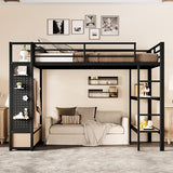 ICIUIOIR Full Size Loft Bed with Storage, Space-Saving Loft Beds with Shelves, Drawers, Pegboard and Wardrobe, MDF + Metal Bed Frame/Full ICIUIOIR