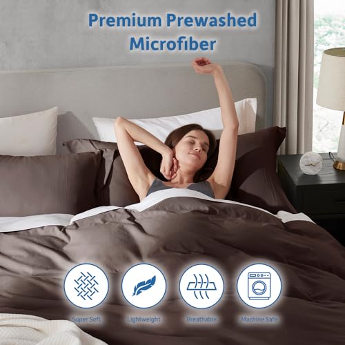 Nestl Twin Duvet Cover Set - Soft Prewashed Chocolate Brown Duvet Cover Twin/Twin XL, 2 Piece, with Zipper Closure, 1 Duvet Cover 68x90 inches and 1 Pillow Sham