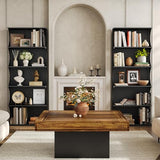LITTLE TREE 5-Tier Bookcase, 70.8" Tall Open Bookshelf with Unique Curved-Edge Design, Modern Display & Storage Rack, Floor Standing Shelves for Home Office, Living Room, Bedroom, Studies, Black LITTLE TREE