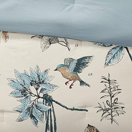 Madison Park Quincy Cozy Comforter Nature Scenery Design - All Season Bedding, Matching Bed Skirt, Decorative Pillows, Quincy, Leaf & Bird Khaki King(104"x92") 7 Piece