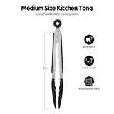 600ºF Heat Resistant Kitchen Tongs: U-Taste 9 inch Silicone Cooking Tong with Firm Sealed Non Stick Rubber Tips & Silicon Coated 18/8 Stainless Steel Handle & Smooth Locking for Serving Salad (Black) U-Taste