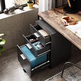DEVAISE 3 Drawer Wood Mobile File Cabinet, Rolling Filing Cabinet for Letter/A4 Size, Black DEVAISE