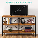 Best Choice Products Large Console Table, 3-Tier 55in Rustic, Industrial Sofa Table Storage for Living Room, Entryway, Foyer, Hallway w/EVA Non-Scratch Feet, Steel Frame - Brown Best Choice Products