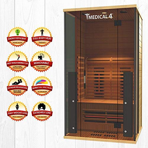 Medical Sauna 4 Full Spectrum | Home Sauna - 2 Person Indoor Infrared Sauna Spa | Oxygen Ionizer, Chromatic Light Therapy, Hot Yoga | Audio System | Full Spectrum, Carbon Heaters | Luxury Sauna Medical Breakthrough