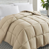 Cosybay Down Alternative Comforter (Beige, Full) - All Season Soft Quilted Full Size Bed Comforter - Duvet Insert with Corner Tabs -Winter Summer Warm Fluffy, 82x86 inches Cosybay