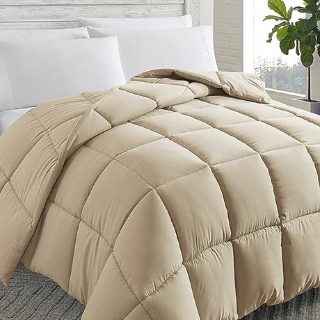 Cosybay Down Alternative Comforter (Beige, Full) - All Season Soft Quilted Full Size Bed Comforter - Duvet Insert with Corner Tabs -Winter Summer Warm Fluffy, 82x86 inches Cosybay
