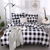 Farmhouse Buffalo Checked Bedding Set Black Gray White Plaid Comforter Cover King,Soft Lightweight Grid Bed Set 1 Lattice Duvet Cover, 2 Pillow Shams Modern Geometric Decor Grey,Zipper,Adult Erosebridal