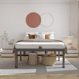 ROIL 14 inch Twin Bed Frames with Headboard Hole and Round Corner Legs Mattress Retainers 3500LBS Heavy Duty Steel Slats No Box Spring Needed Platform Noise-Free Easy Assembly ROIL