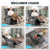 MAHOMICO Recliner Chair Oversized Swivel Rocker with Vibration Massage & Lumbar Heating, 360° Swivel, USB Charging Port, Cup Holders & Side Pocket for Living Room