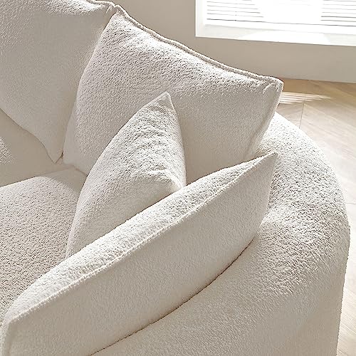 Oversized Curved Modular Sectional Sofa Couch - Luxury Cloud Boucle Upholstered L-Shaped Left-Facing Leisure Lounge Sofa with Extra Wide Chaise Daybed and 7 Throw Pillows for Living Room Apartment Eafurn