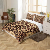 Brown Leopard Print Duvet Cover Set King Size,Kids Girls Woman Novelty Room Decor,Abstract Wild Animal Skin Comforter Cover,Paisley Floral Boho Bedding Set,Rustic Retro Quilt Cover,2 Pillowcases Homewish