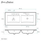 60" Vanity Top Bathroom Sink with 3 Holes Swiss Madison