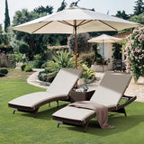 Pamapic Patio Chaise Lounge Set 3 Pieces with Adjustable Backrest and Removable Cushion, Outdoor Pool Chair for Patio Poolside Backyard Porch