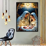 MOMDEDP Jesus Diamond Art Kits for Adults, 5D Diamond Painting Kits for Beginners,Round Full Drill Nativity Scene Gem Art for Adults,DIY Religious Diamond Dots Paintings for Home Decor12x16in MOMDEDP