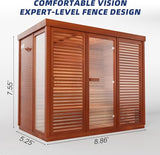 AURGOD Customize Outdoor Red Cedar Steam $ Infrared Saunas 3-8 Person, Wood Burning Stove or ETL Harvia Heater, Dual System Sauna 220V, with Rock, Bluetooth Speaker APP Control(0-195℉) AURGOD