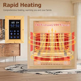 3-4 Person Hybrid Home Wood Sauna, Indoor WiFi Control Far Infrared & Traditional Canadian Hemlock Steam Saunas Spa with Red Light Therapy, 11 Heating Elements & Electric Stove, Accessories, Leftdoor Smartmak