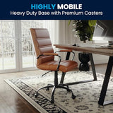 Flash Furniture Whitney Mid-Back Desk Chair - Brown LeatherSoft Executive Swivel Office Chair with Black Frame - Swivel Arm Chair Flash Furniture