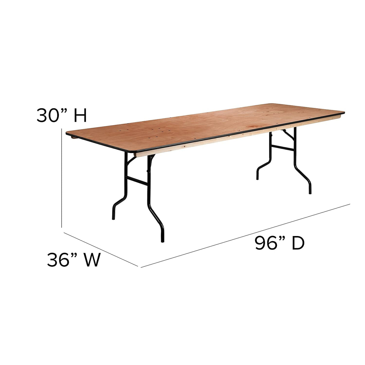 Flash Furniture Fielder 8' Rectangular All-Occasion Wood Folding Event Table, Foldable Portable Banquet Table with Wooden Top, Natural/Black Flash Furniture