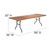 Flash Furniture Fielder 8' Rectangular All-Occasion Wood Folding Event Table, Foldable Portable Banquet Table with Wooden Top, Natural/Black Flash Furniture
