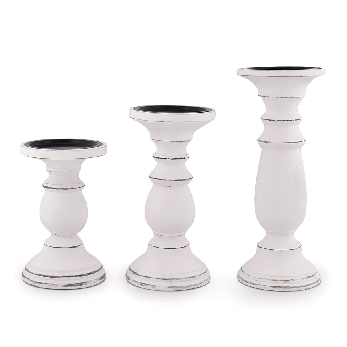 Samhita Set of 3 Wood Candle Holders – Hand Carved Decorative Candle Holder for Living Room or Table Centerpiece Samhita