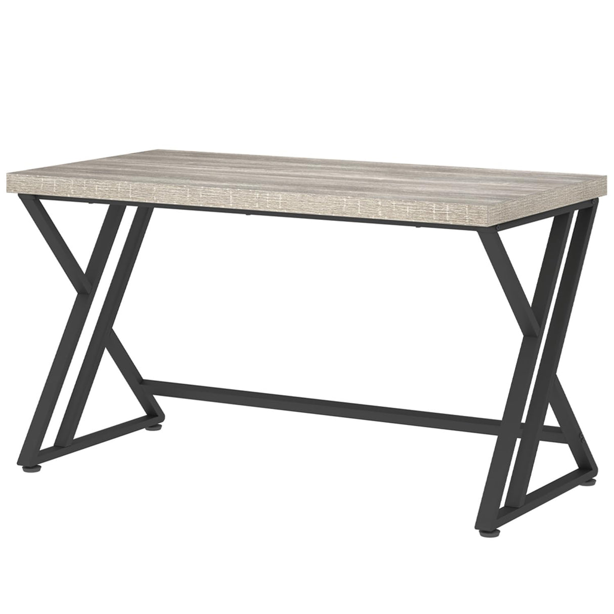 LVB Grey Desk, Industrial Wood Home Office Computer Desk for Bedroom, Farmhouse Metal Wooden Study Work PC Gaming Writing Table, Modern Simple Executive Writing Desk with Storage, 47 Inch, Light Gray LVB