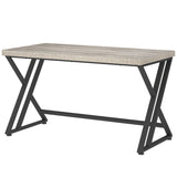 LVB Grey Desk, Industrial Wood Home Office Computer Desk for Bedroom, Farmhouse Metal Wooden Study Work PC Gaming Writing Table, Modern Simple Executive Writing Desk with Storage, 47 Inch, Light Gray LVB