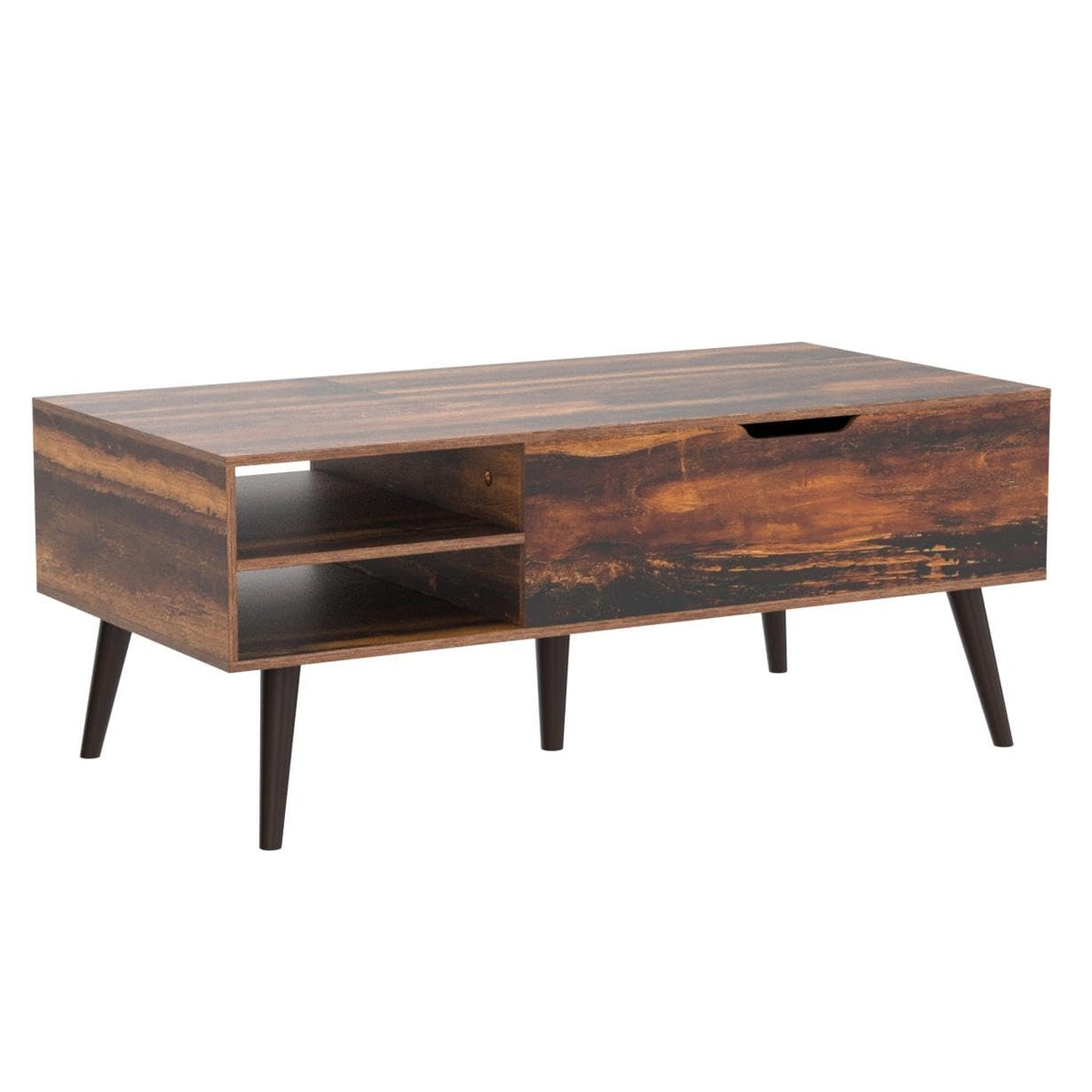 WLIVE Wood Lift Top Coffee Table with Adjustable Storage Shelf and Hidden Compartment, Lift Tabletop Dining Table for Living Room and Office, Rustic Oak WLIVE