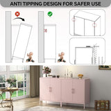 Steehoom Metal Storage Cabinet with 2 Doors, Steel Buffet Sideboard Entryway Locker Cabinet Kitchen Cupboard for Living Room, Dining Room, Kitchen, Office, Bar (Pink, 31.5" D x 15.75" W x 35.43" H) Steehoom