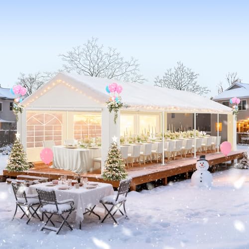 COBIZI 10x30 FT Party Tent Heavy Duty, Large Outdoor Wedding Tents for Parties with 8 Sidewalls & Built-in Sandbags,Waterproof Event Canopy Gazebo Commercial Tent for Carport,Camping,Patio,Windproof COBIZI