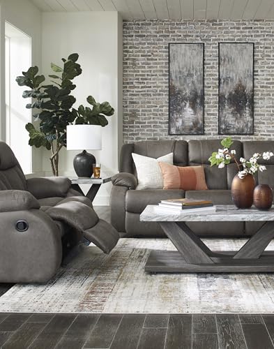 Signature Design by Ashley First Base Modern Faux Leather Rocker Recliner, Gray Signature Design by Ashley