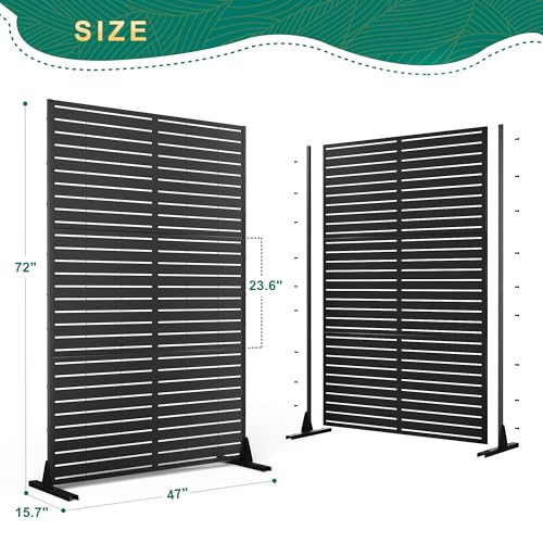 72" H×47" W Metal Outdoor Privacy Screen Outdoor Freestanding Screen Panels for Patio Lawn Deck, Decorative Privacy Fence(Consists of 3 Panels) TUYOHW