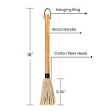 GEEKHOM Grill Basting Mop, Grilling Basting Mops Brushes with Long Wood Handle and Replacement Heads BBQ Sauce Brush for Barbecue Baking Smoking Roasting Steak Cooking, 18 inch GEEKHOM