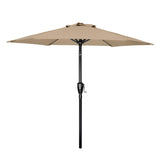 Simple Deluxe 7.5ft Patio Umbrella Outdoor Table Market Yard Umbrella with Push Button Tilt/Crank, 6 Sturdy Ribs for Garden, Deck, Backyard, Pool, Tan Simple Deluxe