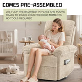 Korser Recliner Chair, Small Rocker Recliner Chair for Adults, Swivel Recliners for Small Spaces, Manual Recliner, Upholstered Nursery Rocking Chair for Living Room, Chenille, Khaki