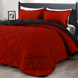 downluxe King Size Comforter Set - Red and Black King Comforter, Soft Bedding Sets for All Seasons - 3 Pieces - 1 Comforter (104"x92") and 2 Pillow Shams(20"x36") downluxe