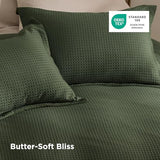 Bedsure Luxury Waffle Duvet Cover King Size - Textured Duvet Cover Set, Soft, Breathable Bedding Set (104"x90") with 2 Pillow Shams for All Season, Olive Green, Comforter Not Included Bedsure
