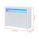 HomeSailing LED Kitchen Sideboard Storage Buffet Cabinet White High Gloss for Living Room, Modern Wooden Unit Cupboard TV Stand with 3 Doors for Hallway Dining Room HomeSailing