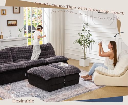 Hobestluk Sofa Couch Foam Sofa for Small Spaces Comfy Sofas with footrest Couch Recliner Small Sofas for Living Room, Bedroom, Apartment (Dark Grey)