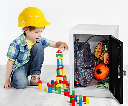 AdirOffice Kids Steel Metal Storage Locker - Heavy Duty Storage Organizer with Key and Hanging Rods - Ideal for Home, Gym & School - (24 in 1 Door, Black) AdirOffice