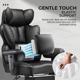COMHOMA Big and Tall Office Chair 400LBS Wide Ergonomic Gaming Chair with Deluxe Embossing Designed Leather with Foot Rest,150°Reclining Adjustable Armrests Pocket Spring Back Support and Pillow COMHOMA