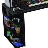 Madesa Gaming Computer Desk with 5 Shelves, Cable Management and Large Monitor Stand, Wood, 24" D x 53" W x 29" H - Black Madesa