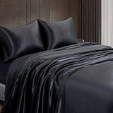 Homiest Black Satin King Flat Sheet, Silky Bedding Top Sheet for King Mattress, Luxury & Ultra Soft Single Bed Sheet Sold Separately Homiest