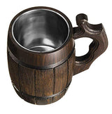MyFancyCraft Handmade Beer - Mug Oak - Wood Dark Natural - Eco-Friendly Wooden Tankard Gift Barrel - Cup MyFancyCraft