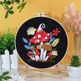 SunorthLife Embrodiery Kit for Beginners, Embrodiery Starter Sets for Adults Including Embrodiery Patterns, Threads, Needles, Hoop (Mushroom)