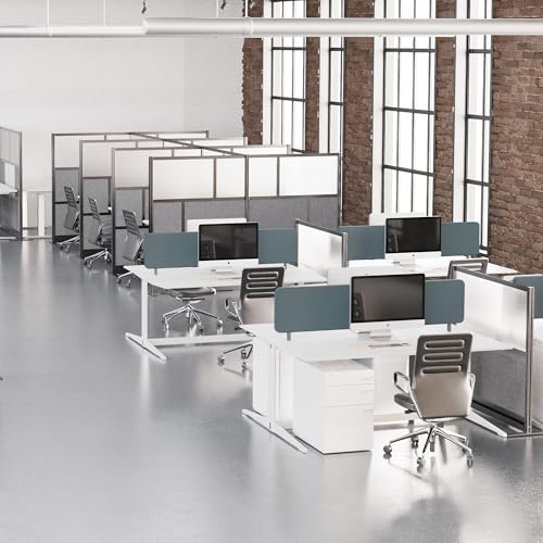 Stand Up Desk Store Expanse Modular Wall | 70'' x 70'' Wall | Expandable Partition Room Divider with Rearrangeable Frosted Acrylic & Sound Absorbent Panels (Black Frame) S Stand Up Desk Store