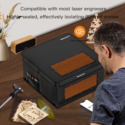 Mxaprin Laser Engraving Machine housing, Foldable Simple Laser Cutting Machine Protective Cover with Fan and air Duct, Smoke-Proof, Eye Protection, Suitable for Most Laser Engraving Machines Maxaprin