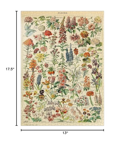 MyPuzzle Fleurs - Flowers for All, Vintage Art Poster, Adolphe Millot - Premium 1000 Piece Jigsaw Puzzle for Adults