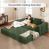 Cloud Boneless Convertible Floor Sofa Bed, 70" 4-in-1 Foldable Compressed Loveseat Lounge Sleeper 2 Seater Couches, High-Density Sponge & Corduroy Fabric Futon Daybed for Living Room Bedroom(Green) Living&Giving