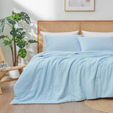 Amélie Home Waffle Cooling Comforter Queen Size, Q-Max 0.45 Reversible Lightweight Cooling Blanket for Hot Sleepers, Breathable Bedding for Night Sweats, 90"x90", Sky Blue Amélie Home
