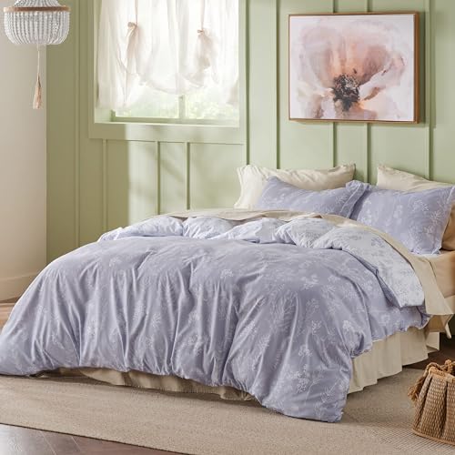 Bedsure Full Comforter Set - Lavender Bed Set, 3 Pieces Cute Floral Bedding, 1 Soft Reversible Botanical Flowers Comforter and 2 Pillow Shams Bedsure